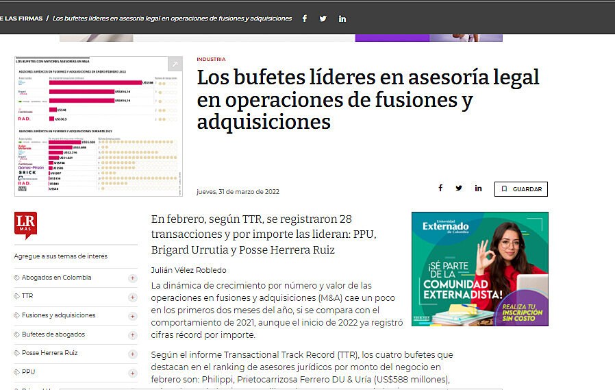 Los bufetes lderes en asesora legal en operaciones de fusiones y adquisiciones